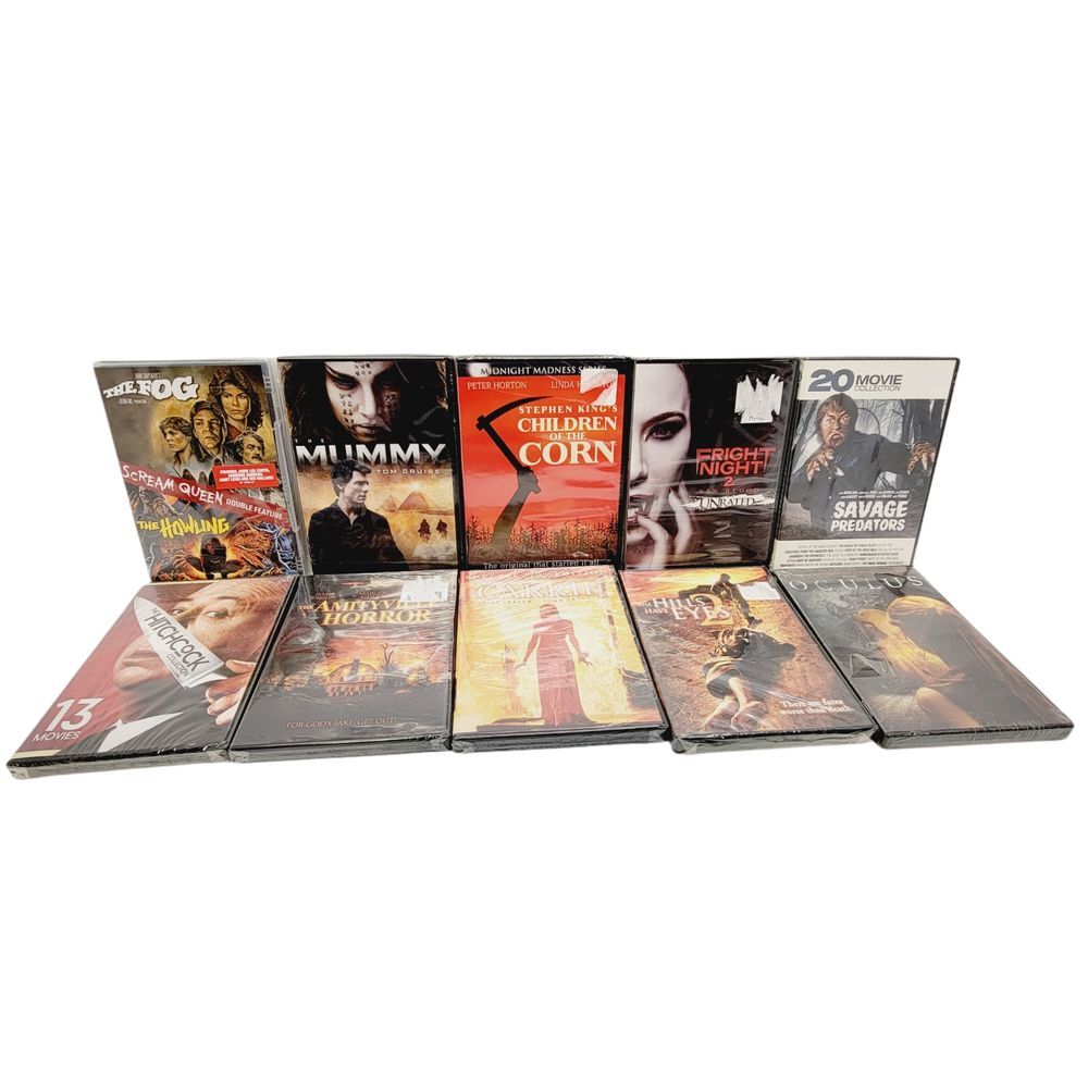 (10) Horror & Cult DVDS NEW - Carrie - Scream Queen - Amityville - Mummy & MORE!